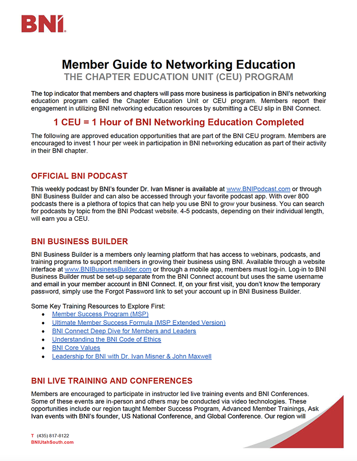 Member Guide to Networking Education (CEUs)