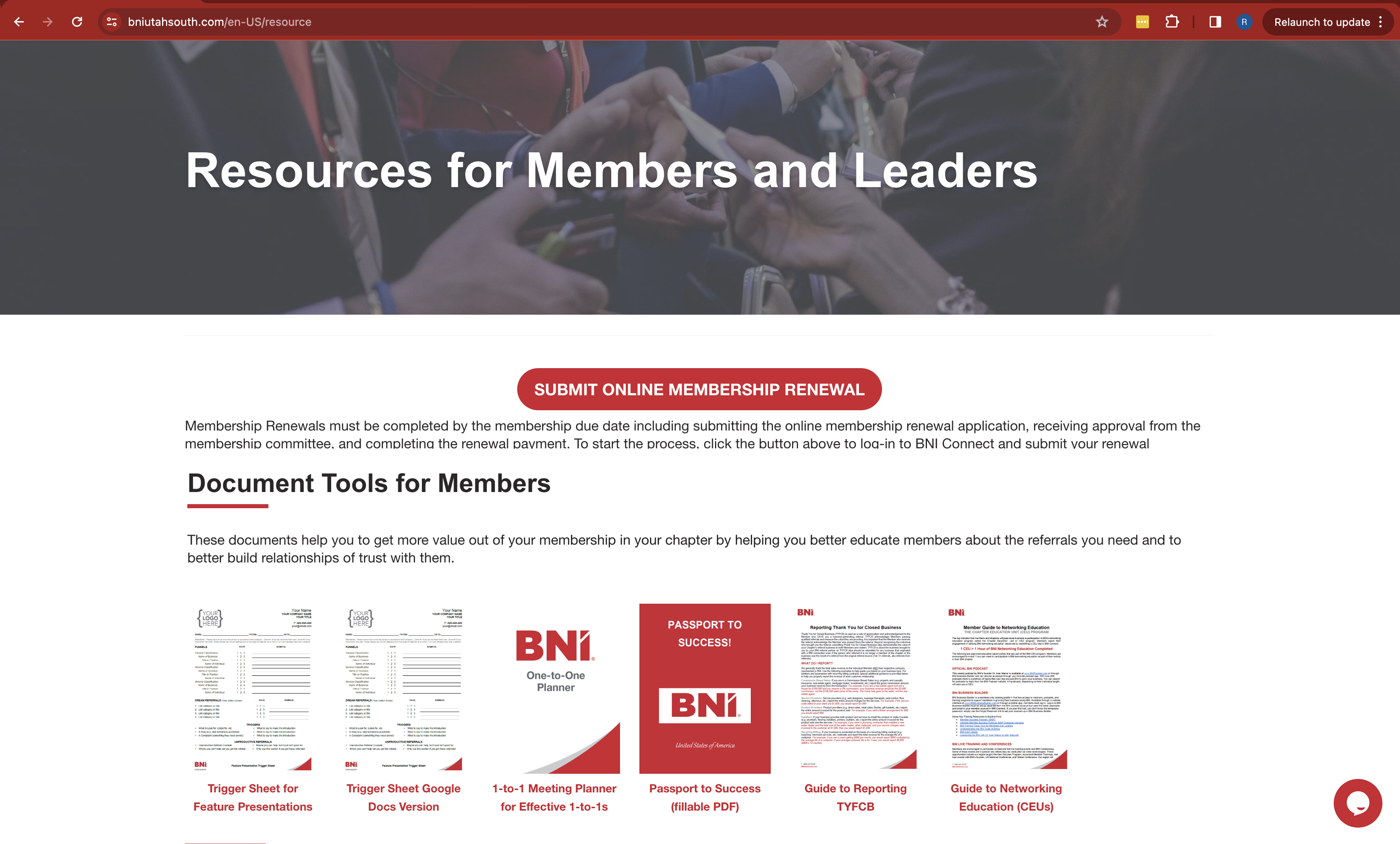 Resources Web Page for Members - Key Documents and Info for Your Success